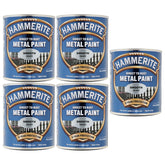 5X Hammerite Smooth Silver Paint 750ml Tin Paint